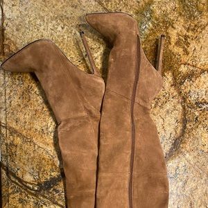 Suede thigh high boots